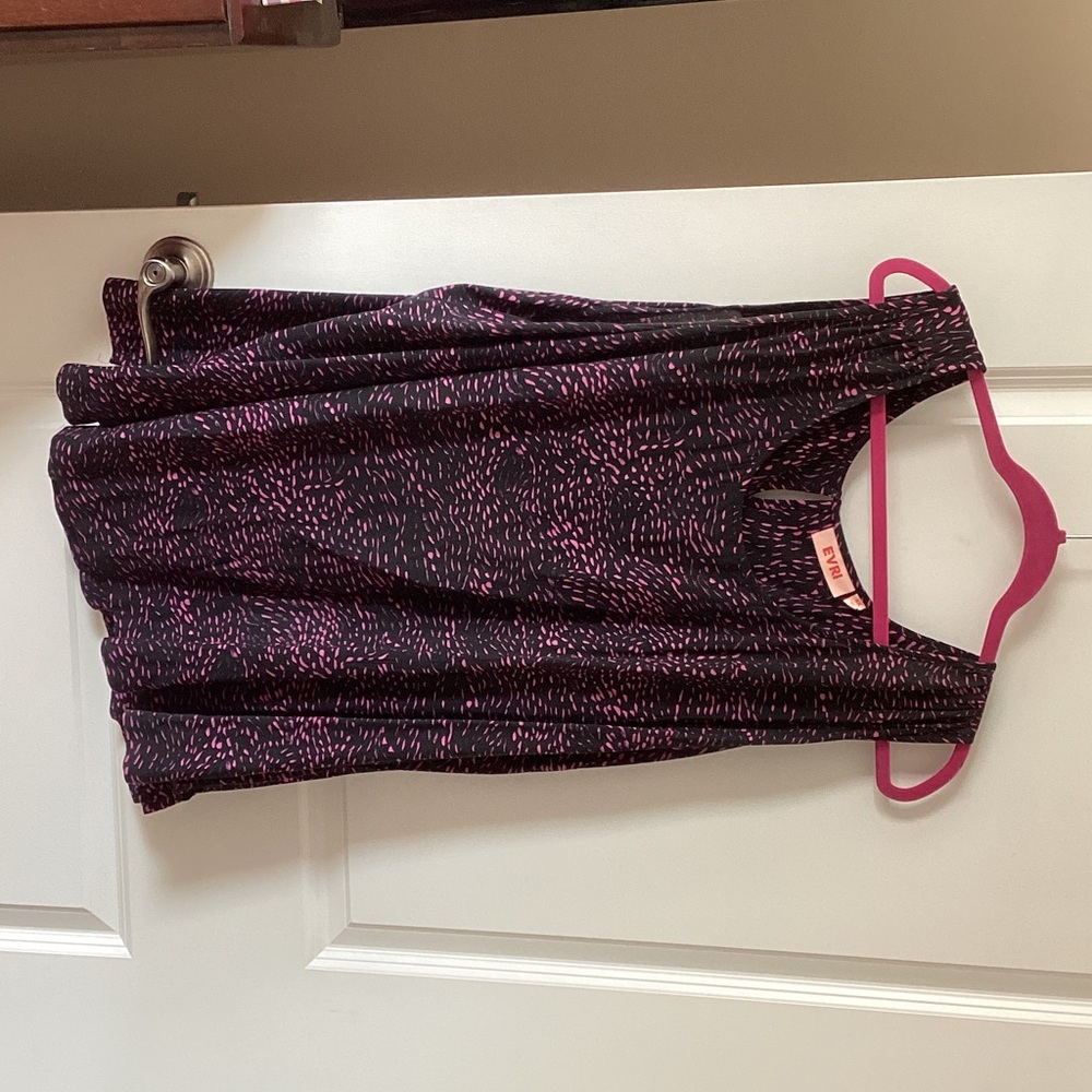 EVRI Black Tank Top with Pink Speckle Print